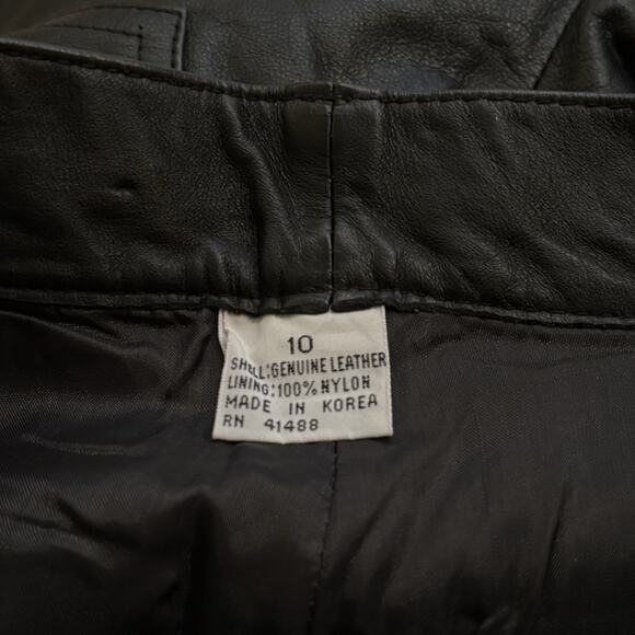 Vintage Genuine Black Leather Pants Women’s 10** Lined Moto Biker Five Pocket - Picture 3 of 10